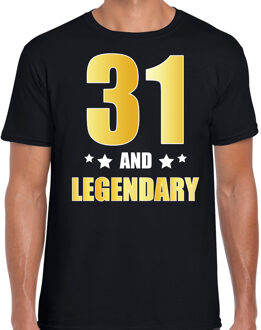 Bellatio Decorations 31 and legendary verjaardag cadeau t-shirt / shirt - zwart - gouden en witte letters - voor heren - 31 jaar verjaardag kado shirt / outfit L