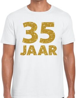 Bellatio Decorations 35 jaar goud glitter verjaardag/jubileum kado shirt wit heren S