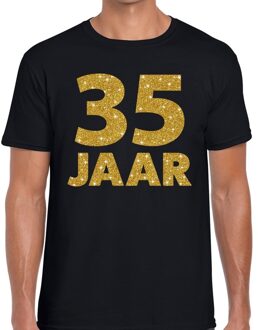 Bellatio Decorations 35 jaar goud glitter verjaardag/jubilieum kado shirt zwart heren XL