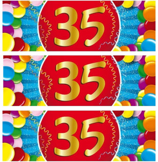 Bellatio Decorations 35 jaar leeftijd sticker - 10x - 19 x 6 cm - verjaardag - jubileum - versiering