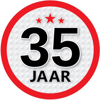 Bellatio Decorations 35 jaar leeftijd sticker - rond - Dia 15 cm - 35 jaar verjaardag - jubileum - leeftijd versiering