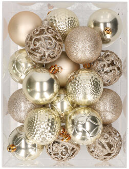 Bellatio Decorations 37x stuks kunststof kerstballen licht champagne 6 cm