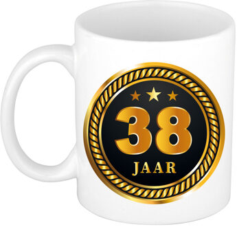 Bellatio Decorations 38 jaar cadeau mok / beker medaille goud zwart voor verjaardag/ jubileum