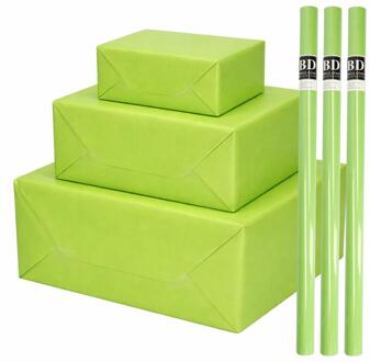 Bellatio Decorations 3x - rollen cadeau Inpakpapier - groen - 200 x 70 cm - cadeaupapier
