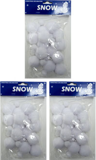 Bellatio Decorations 3x Sneeuwballen slingers 150 cm - Kerstslingers/sneeuwslingers - Sneeuwversiering/sneeuwdecoratie