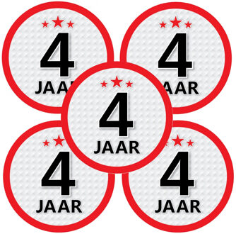 Bellatio Decorations 4 jaar leeftijd sticker - 10x - rond - Dia 15 cm - 4 jaar verjaardag - jubileum - leeftijd versierin