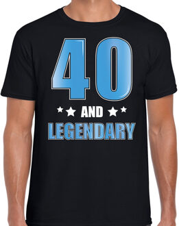 Bellatio Decorations 40 and legendary verjaardag cadeau t-shirt / shirt - zwart met blauwe en witte letters - voor heren - 40ste verjaardag kado shirt / outfit 2XL