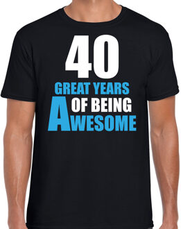 Bellatio Decorations 40 Great years of being awesome cadeau t-shirt zwart voor heren - 40 jaar verjaardag kado shirt / outfit 2XL