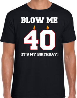 Bellatio Decorations 40 jaar cadeau t-shirt blow me its my birthday - zwart - heren - 40ste verjaardag kado XL
