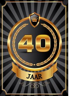 Bellatio Decorations 40 jaar deurposter luxe van 59 x 42 cm verjaardag leeftijd feestartikelen - Feestposters Multikleur