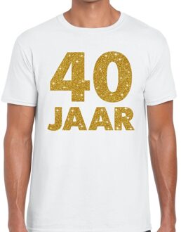 Bellatio Decorations 40 jaar goud glitter verjaardag/jubileum kado shirt wit heren S