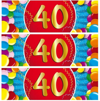 Bellatio Decorations 40 jaar leeftijd sticker - 10x - 19 x 6 cm - verjaardag - jubileum - versiering