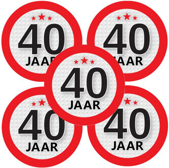Bellatio Decorations 40 jaar leeftijd sticker - 15x - rond - Dia 9 cm - 40 jaar verjaardag - jubileum - leeftijd versieri