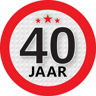 Bellatio Decorations 40 jaar leeftijd sticker rond 9 cm - 40 jaar verjaardag/jubileum versiering