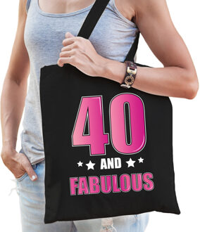 Bellatio Decorations 40 jaar verjaardag cadeau tasje - Legendary - zwart met roze letters - dames - heren