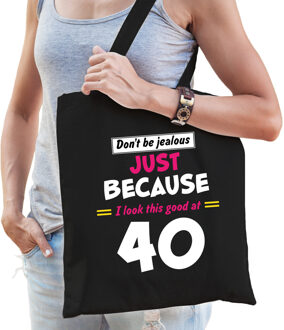 Bellatio Decorations 40 jaar verjaardag kado tasje - cadeau tasje - zwart - dames