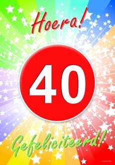 Bellatio Decorations 40 jaar verjaardag poster - Feestposters Multikleur