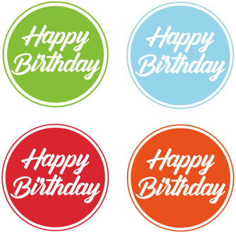 Bellatio Decorations 40x stuks gekleurde Happy Birthday thema bierviltjes/onderzetters - Bierfiltjes Multikleur