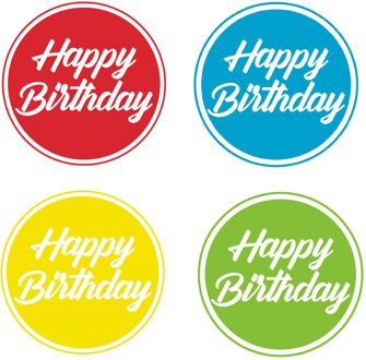 Bellatio Decorations 40x stuks gekleurde Happy Birthday thema bierviltjes/onderzetters