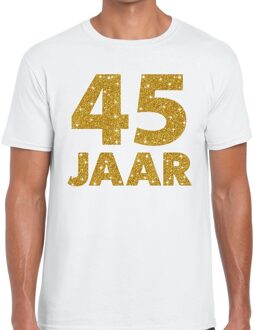 Bellatio Decorations 45 jaar goud glitter verjaardag/jubileum kado shirt wit heren 2XL