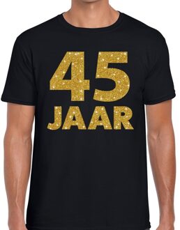 Bellatio Decorations 45 jaar goud glitter verjaardag/jubilieum kado shirt zwart heren S