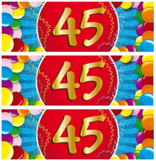 Bellatio Decorations 45 jaar leeftijd sticker - 10x - 19 x 6 cm - verjaardag - jubileum - versiering