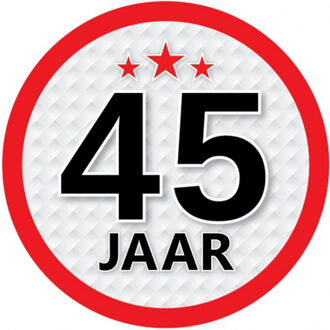 Bellatio Decorations 45 jaar leeftijd sticker - rond - Dia 15 cm - 45 jaar verjaardag/jubileum/leeftijd versiering Multi