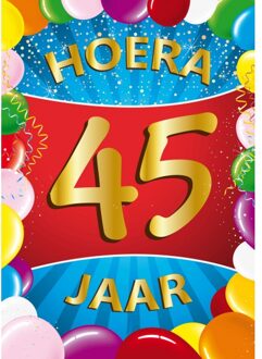 Bellatio Decorations 45 jaar verjaardag versiering poster - 59 x 84 cm - feestartikelen - Feestposters Multikleur