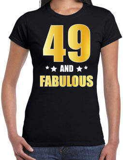 Bellatio Decorations 49 and fabulous verjaardag cadeau t-shirt / shirt - zwart - gouden en witte letters - voor dames - 49 jaar verjaardag kado shirt / outfit 2XL