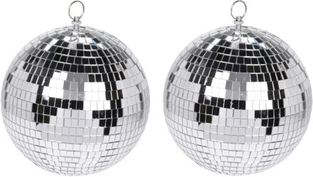 Bellatio Decorations 4x Grote zilveren disco kerstballen discoballen/discobollen glas/foam 12 cm - Discoballen kerstballen - kerstversiering