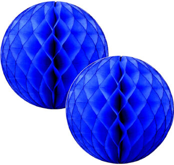 Bellatio Decorations 4x Papieren kerstballen donkerblauw 10 cm Kerstversiering - Kerstboomversiering - Kerstballen van papier