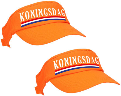 Bellatio Decorations 4x stuks oranje Koningsdag zonneklep met Nederlandse vlag voor dames en heren