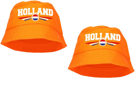 Bellatio Decorations 4x stuks oranje supporter vissershoedje - Holland met Nederlandse vlag - EK / WK fans - Koningsdag