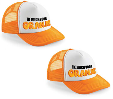 Bellatio Decorations 4x stuks oranje/ wit Ik juich voor oranje snapback cap/ truckers pet dames en heren - Koningsdag/ek/