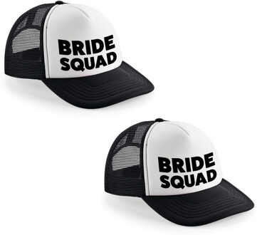 Bellatio Decorations 4x stuks zwart/ wit Bride Squad snapback cap/ truckers pet dames - Vrijgezellenfeest petjes