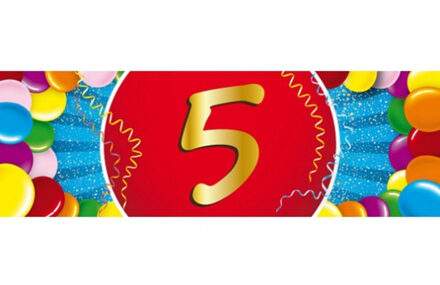 Bellatio Decorations 5 jaar leeftijd sticker - 19 x 6 cm - verjaardag versiering - feestartikelen Multi