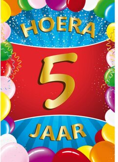 Bellatio Decorations 5 jaar mega deurposter 59 x 84 cm leeftijd verjaardag feestartikelen - Feestposters Multikleur