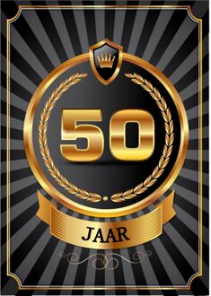 Bellatio Decorations 50 jaar deurposter luxe van 59 x 42 cm verjaardag leeftijd feestartikelen - Feestposters Multikleur