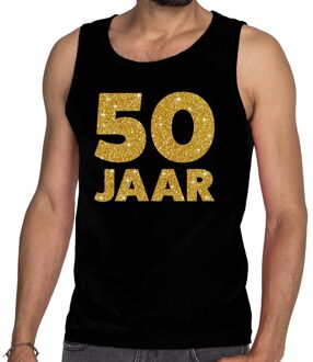 Bellatio Decorations 50 Jaar glitter tanktop / mouwloos shirt zwart heren 2XL