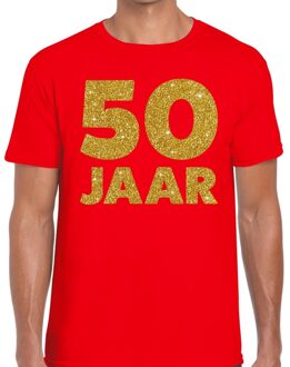 Bellatio Decorations 50 Jaar glitter tekst verjaardag rood heren 2XL