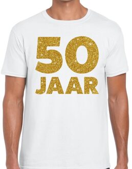 Bellatio Decorations 50 Jaar glitter verjaardag t-shirt wit heren L