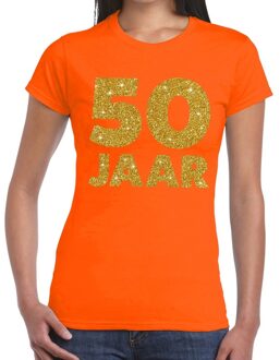 Bellatio Decorations 50 jaar goud glitter verjaardag/jubileum kado shirt oranje dames