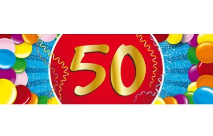 Bellatio Decorations 50 jaar leeftijd stickers - 19 x 6 cm - leeftijd verjaardag versiering - gekleurd