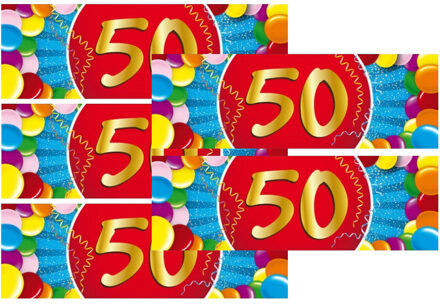 Bellatio Decorations 50 jaar leeftijd stickers - 5x - 19 x 6 cm - leeftijd verjaardag versiering - gekleurd