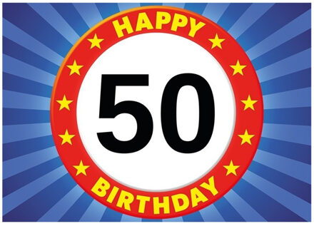 Bellatio Decorations 50 jaar verjaardagskaart - ansichtkaart - wenskaart - Happy Birthday - A5 formaat - extra groot