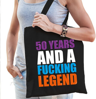 Bellatio Decorations 50 year legend kado tas zwart voor dames - Feest Boodschappentassen