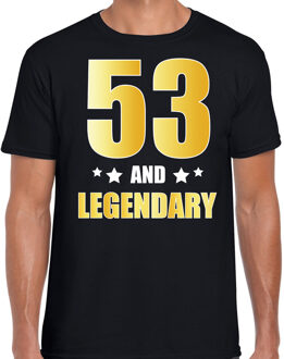 Bellatio Decorations 53 and legendary verjaardag cadeau t-shirt / shirt - zwart - gouden en witte letters - voor heren - 53 jaar verjaardag kado shirt / outfit S