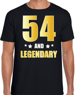 Bellatio Decorations 54 and legendary verjaardag cadeau t-shirt / shirt - zwart - gouden en witte letters - voor heren - 54 jaar verjaardag kado shirt / outfit 2XL