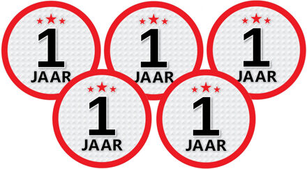Bellatio Decorations 5x 1 Jaar leeftijd stickers rond 15 cm verjaardag versiering