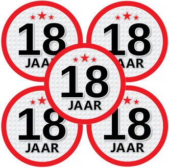 Bellatio Decorations 5x 18 Jaar leeftijd stickers rond 15 cm - 18 jaar verjaardag/jubileum versiering 5 stuks